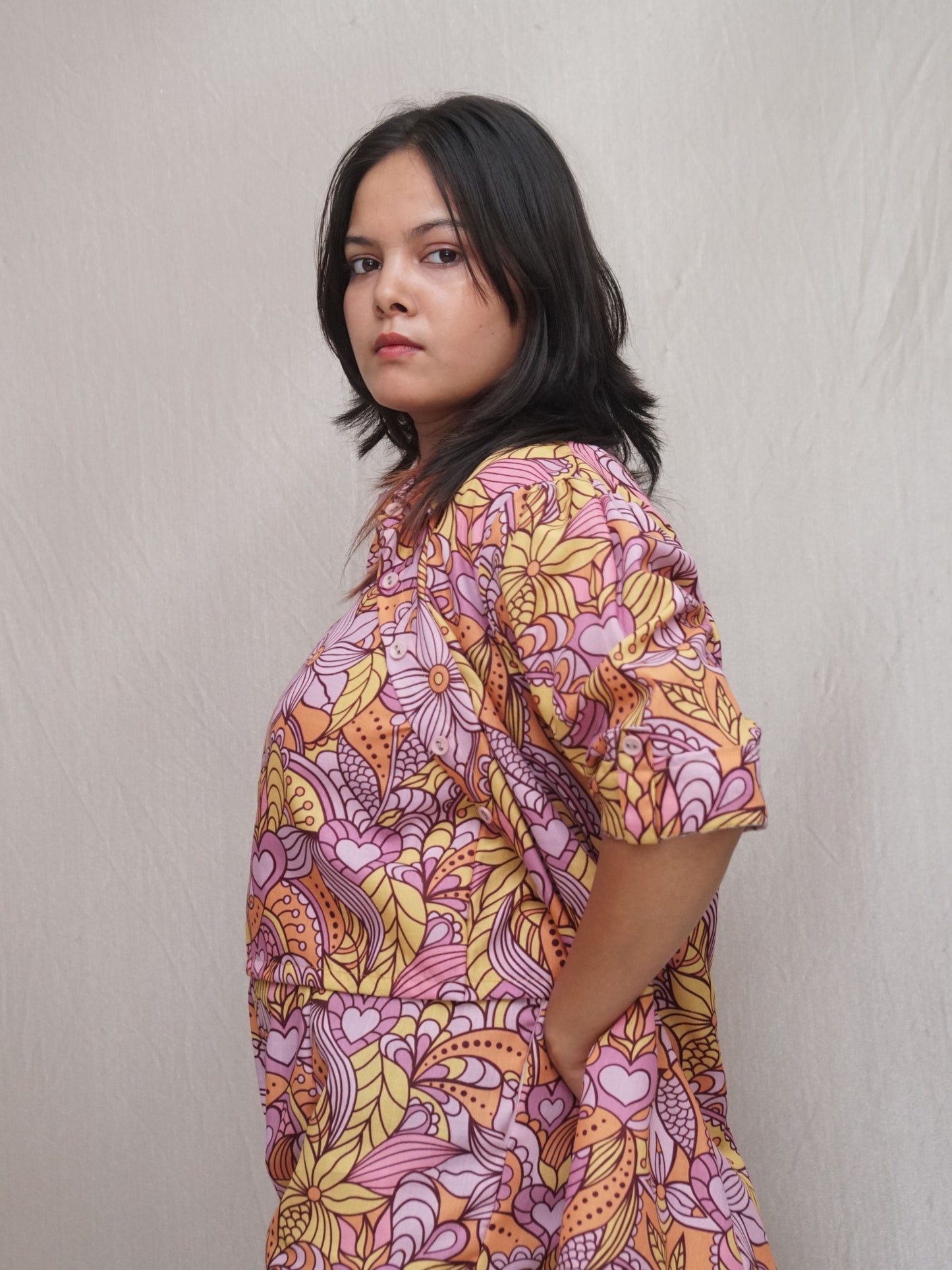 Mauve Lavender Floral 3 pcs co-ord set