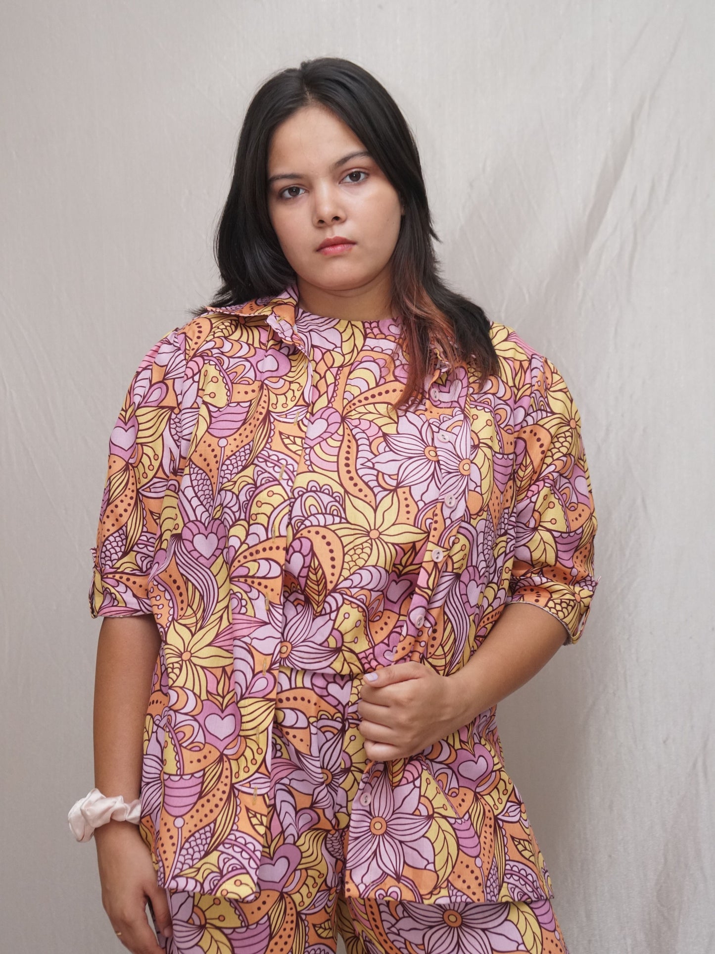 Mauve Lavender Floral 3 pcs co-ord set