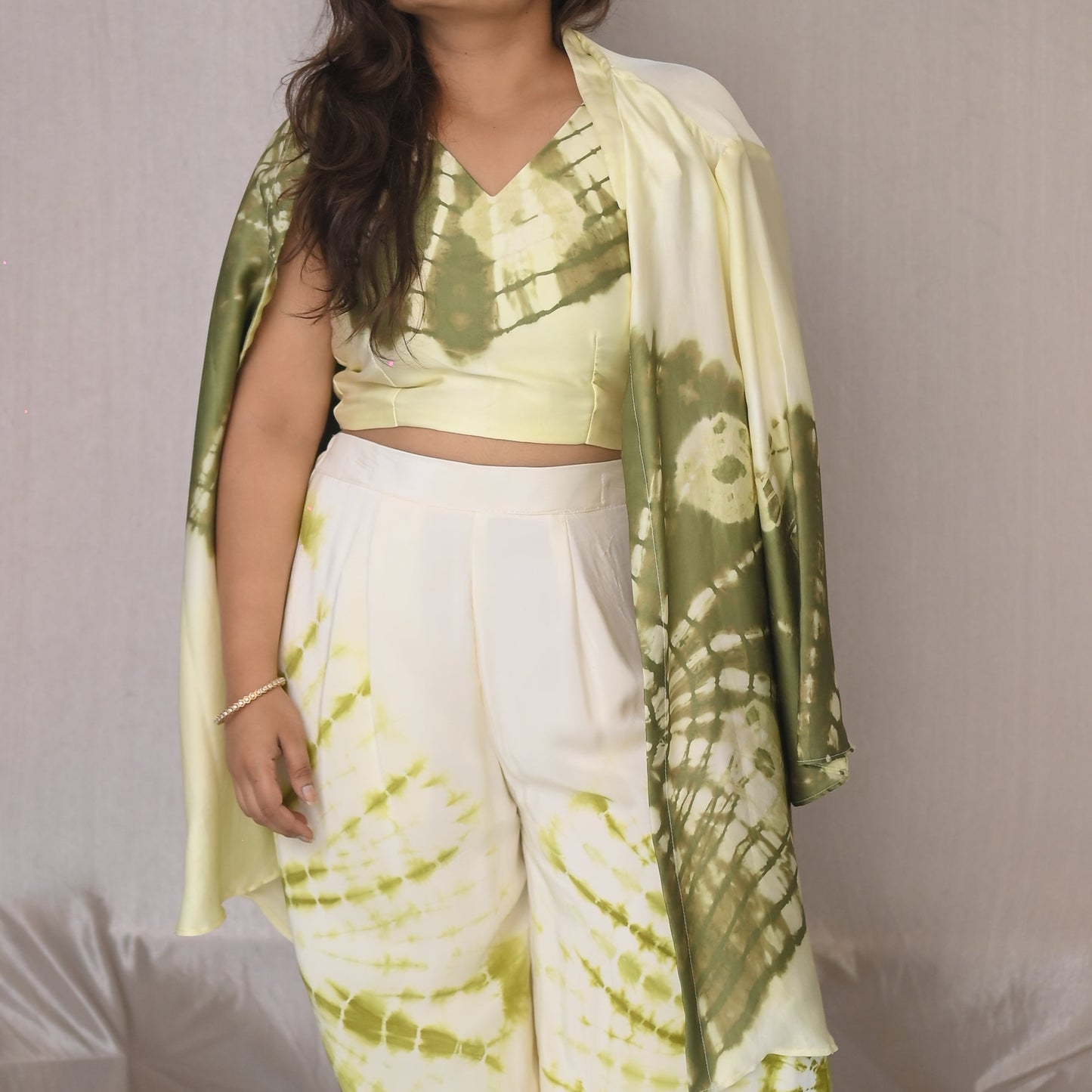 Green Tie & Dye Shrug Co-ord Set