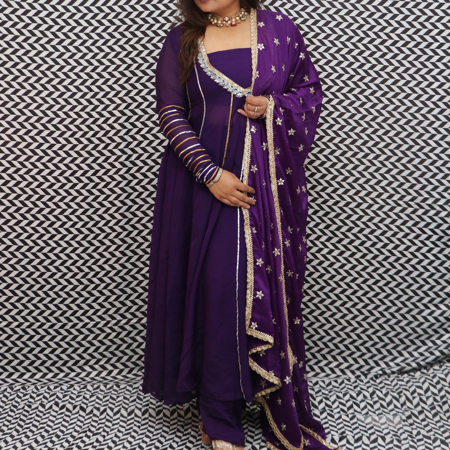 Purple Signature Anarkali Set