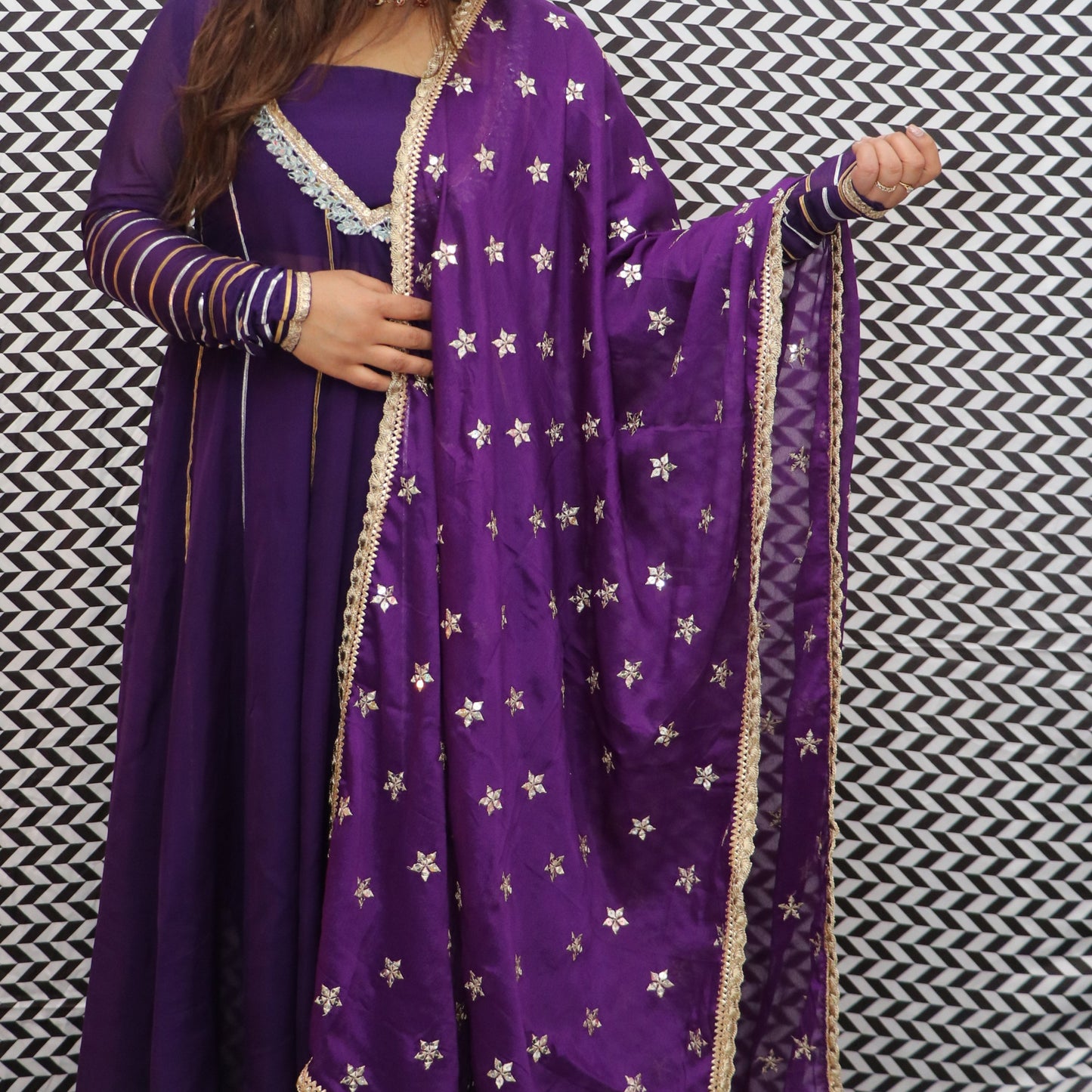 Purple Signature Anarkali Set