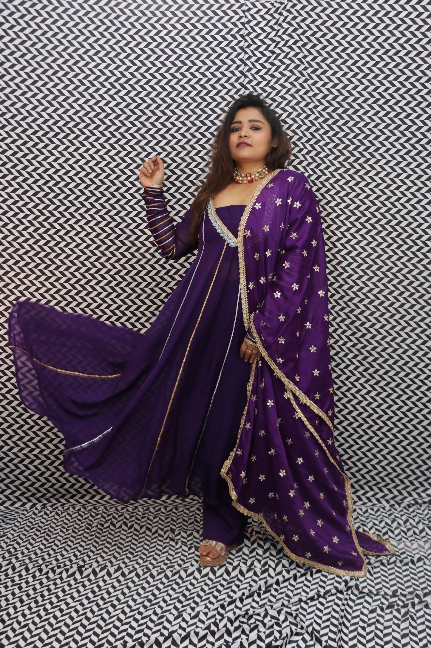Purple Signature Anarkali Set
