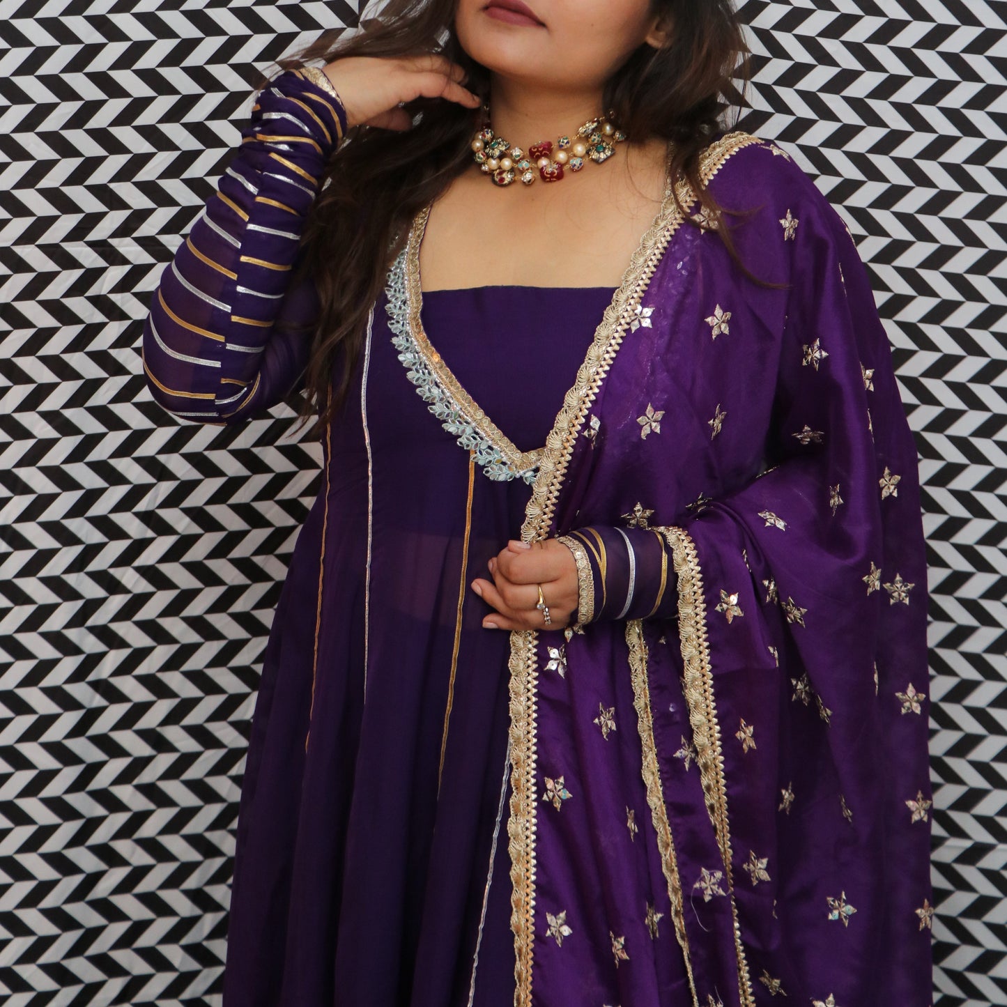 Purple Signature Anarkali Set
