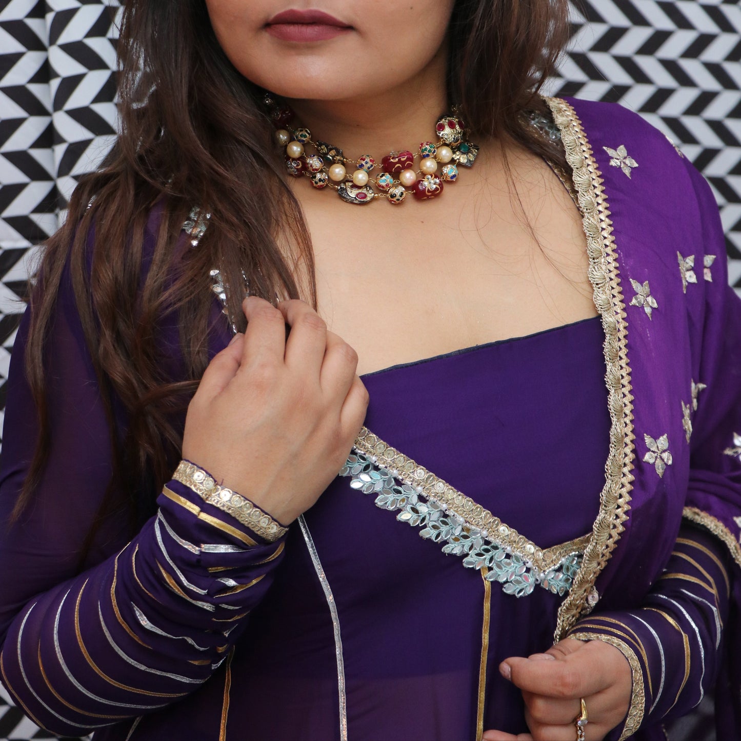 Purple Signature Anarkali Set