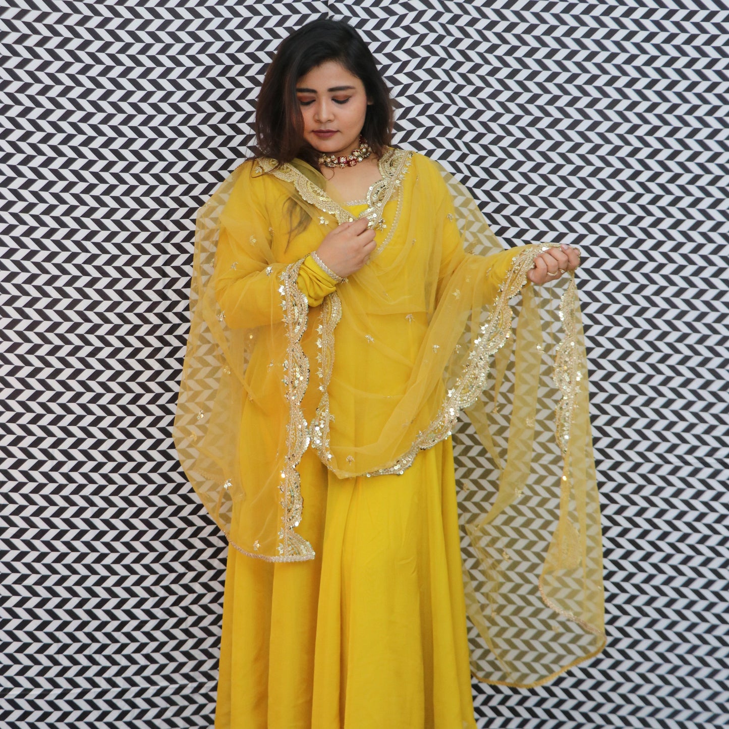 Yellow Anarkali Suit Set