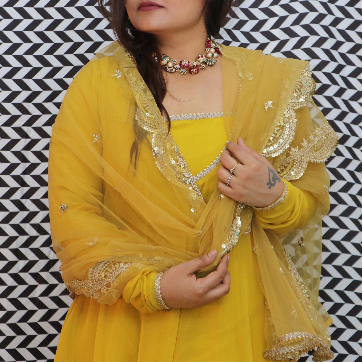 Yellow Anarkali Suit Set
