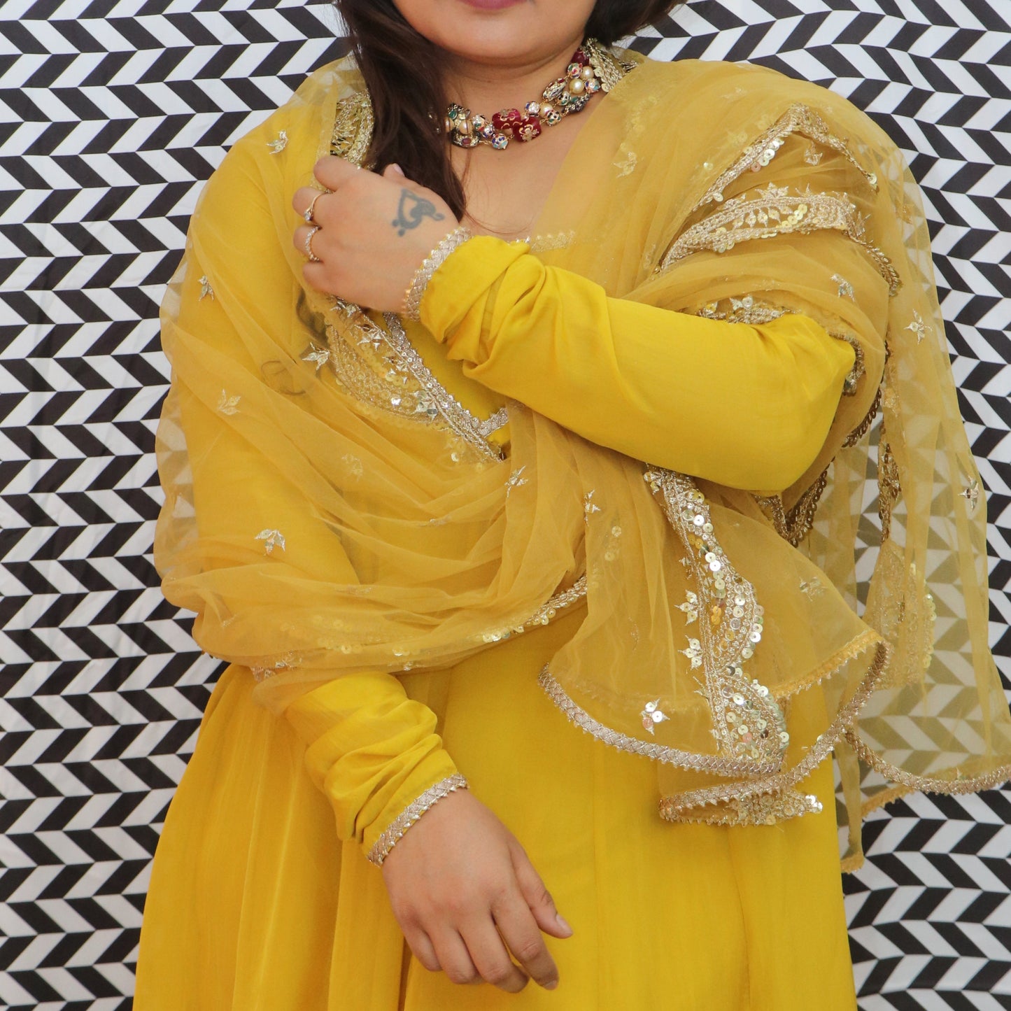 Yellow Anarkali Suit Set