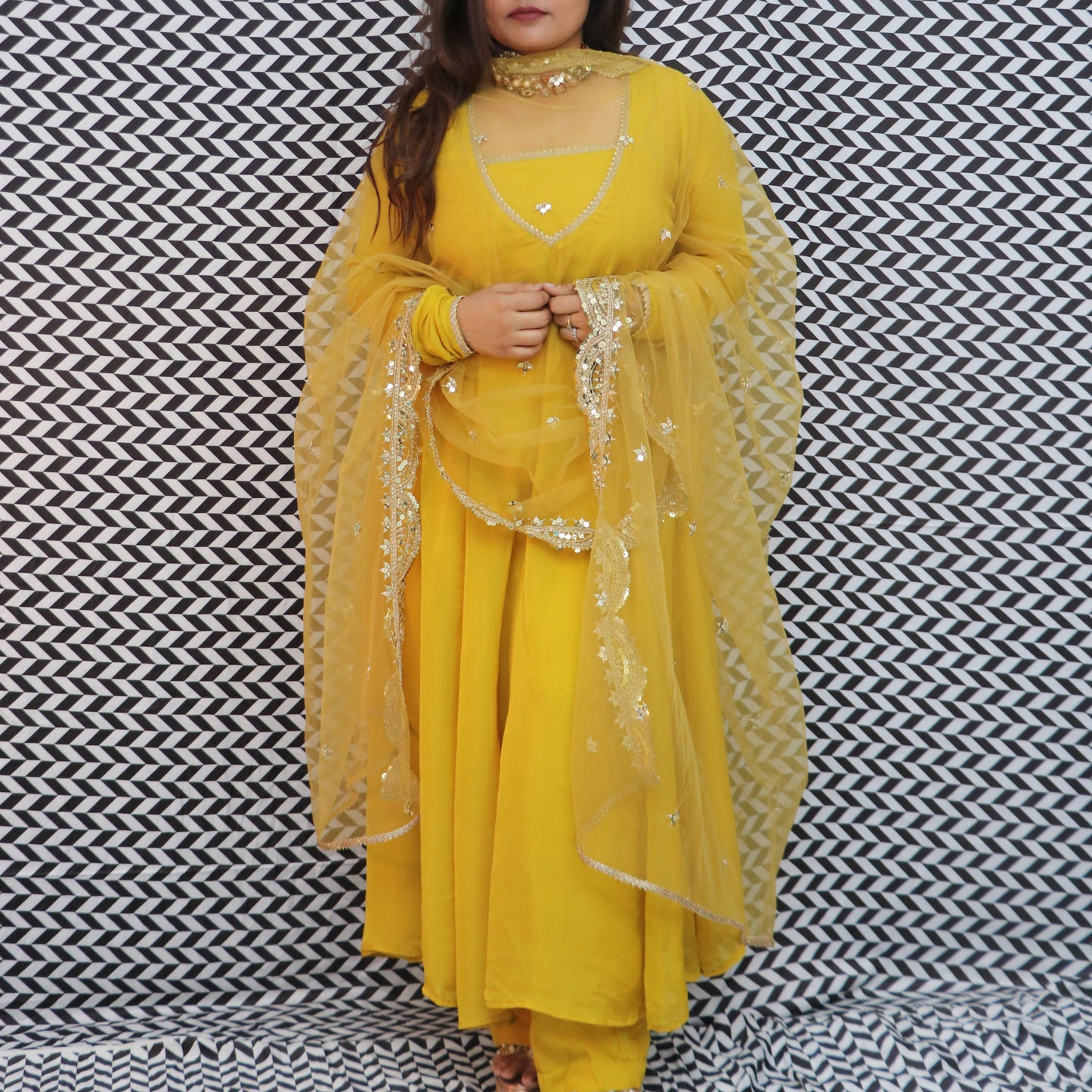 Yellow Anarkali Suit Set
