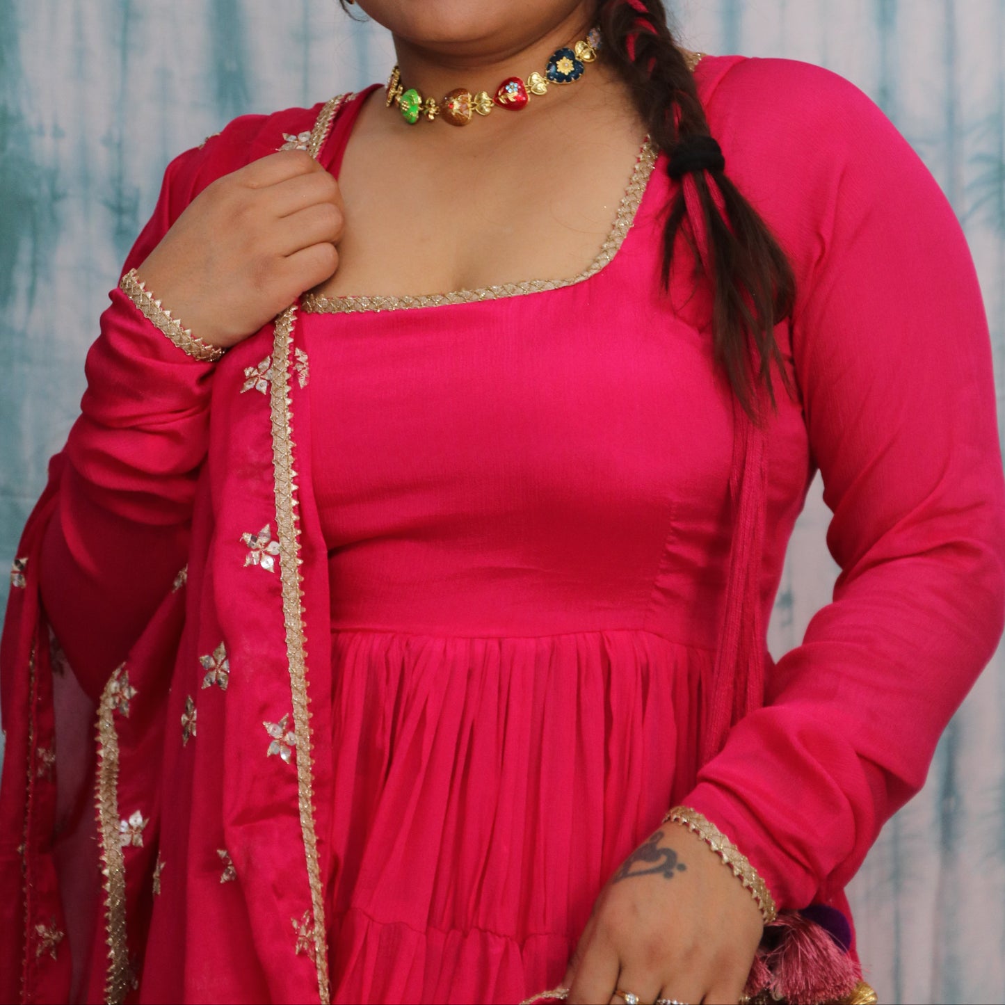 Fuchsia Anarkali Suit Set