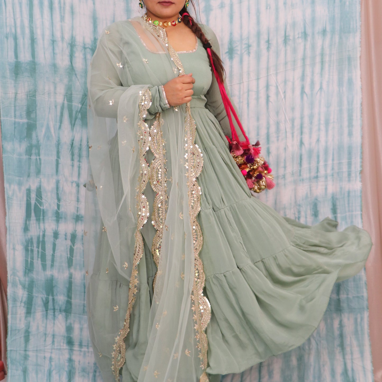 Sea Green Anarkali Suit Set