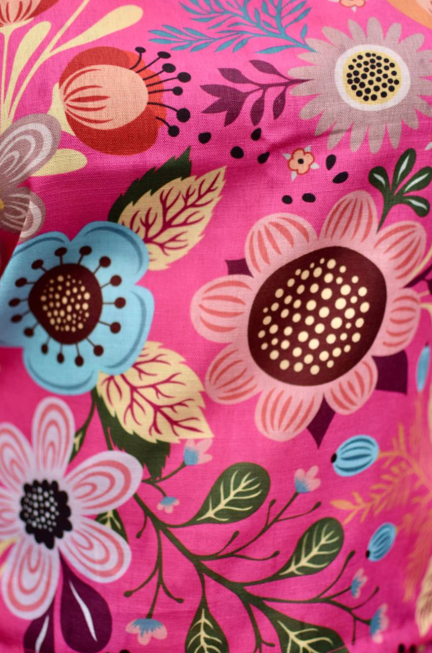 Hot Pink Floral 3 Pieces Co-ord Set