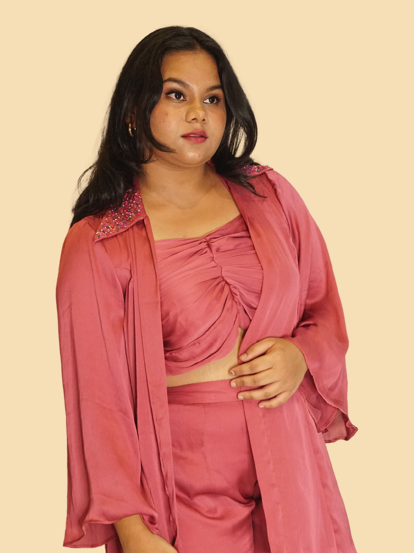 Mauve pink Shrug co-ord set