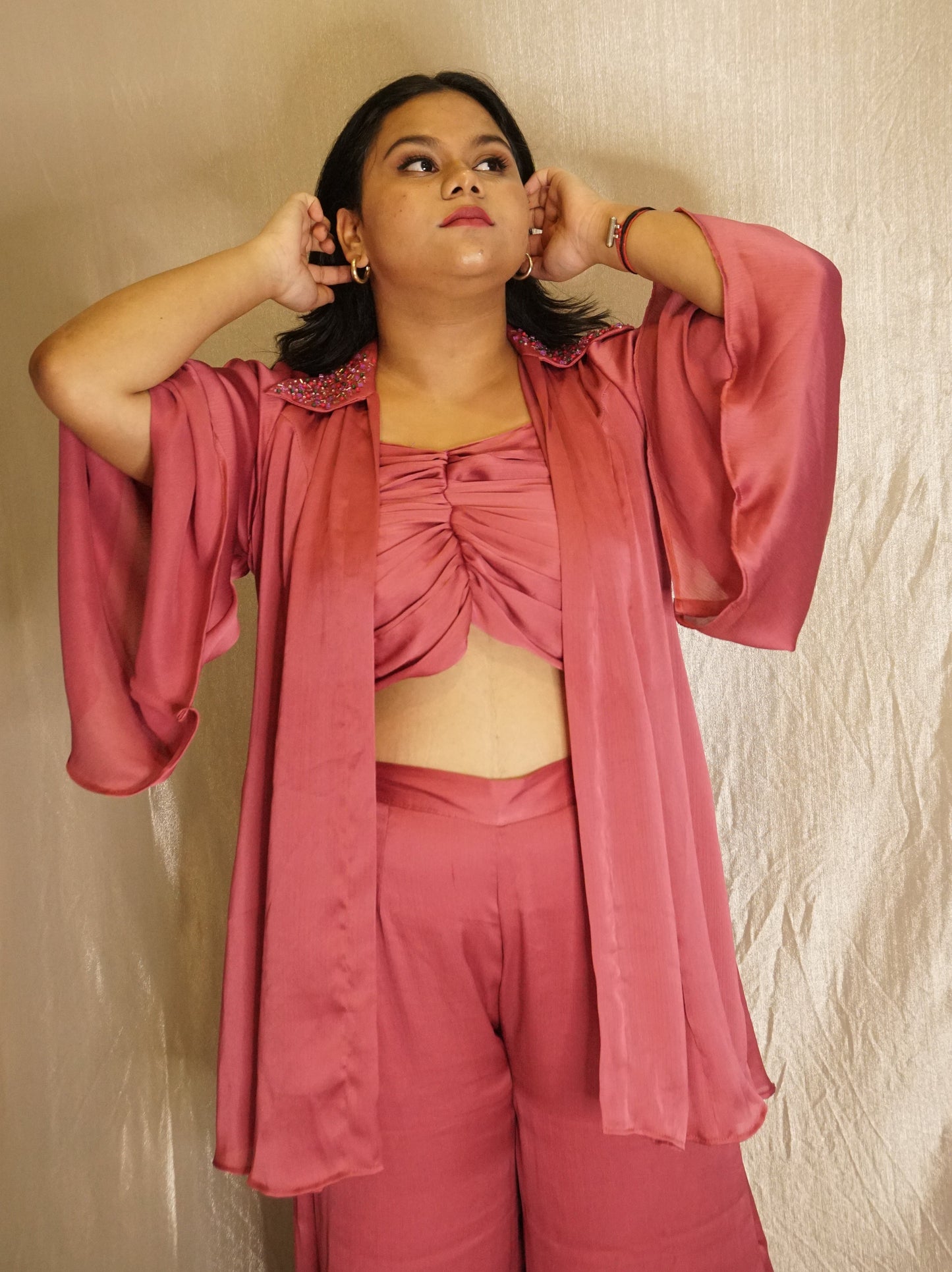 Mauve pink Shrug co-ord set