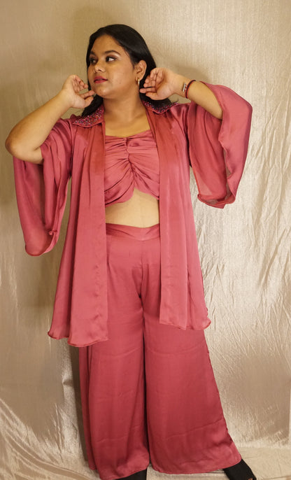 Mauve pink Shrug co-ord set