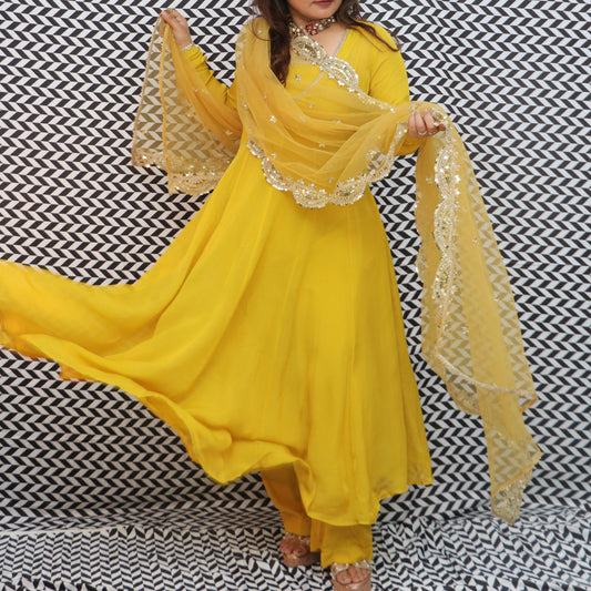 Yellow Anarkali Suit Set