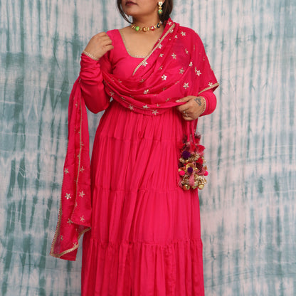 Fuchsia Anarkali Suit Set
