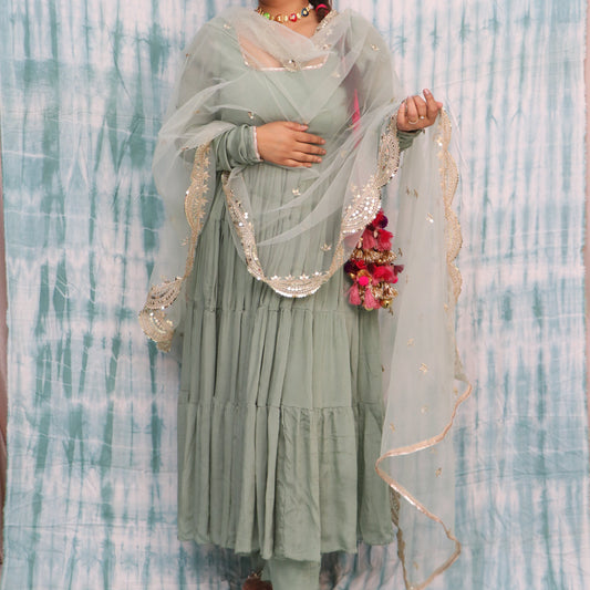 Sea Green Anarkali Suit Set