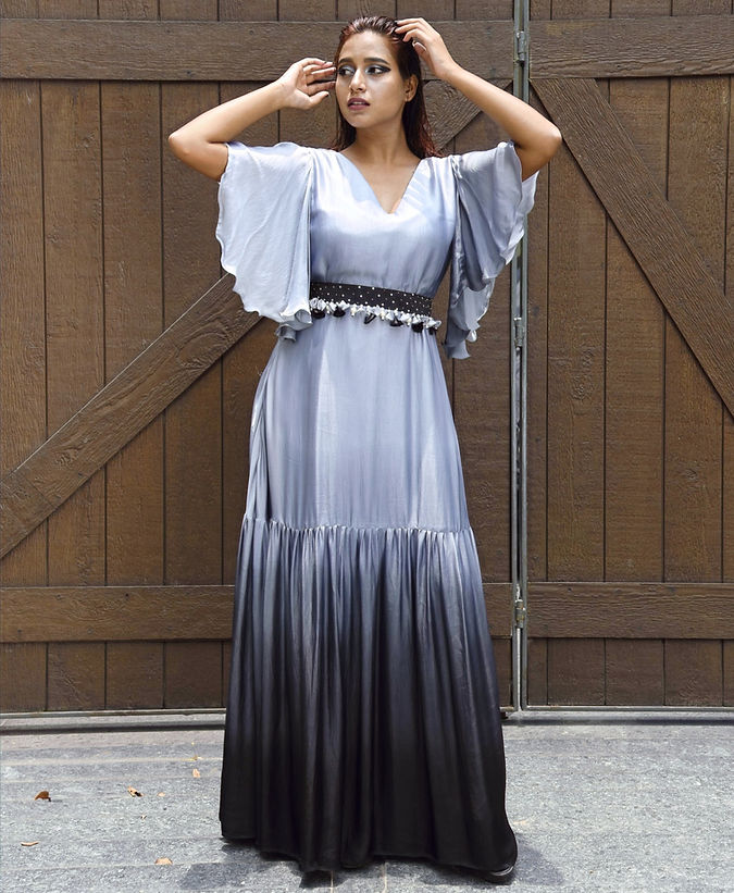 Ombre grey/black maxi dress